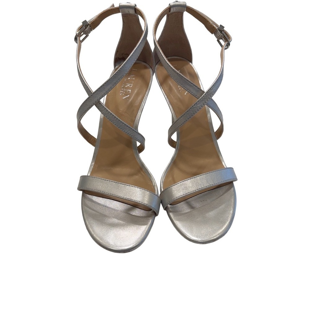 Coach Strappy High Heel Sandals Silver Sz 8.5 B EUC